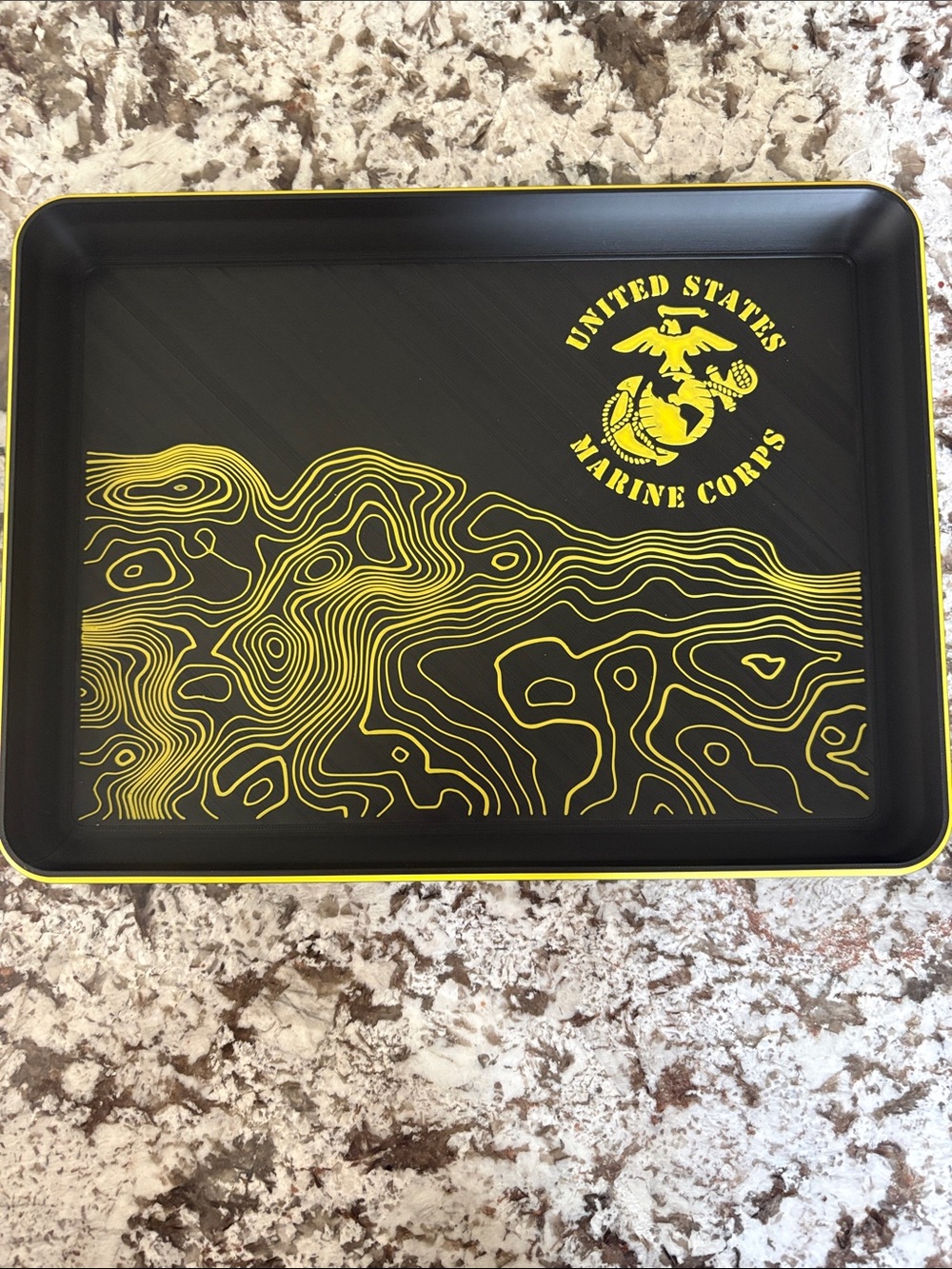 United States Marine Corps Black & Yellow Logo Tray